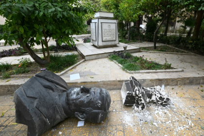 A broken statue of late Syrian president Hafez al-Assad lies outside the Baath party offices in Damascus A broken statue of late Syrian president Hafez al-Assad lies outside the Baath party offices in Damascus