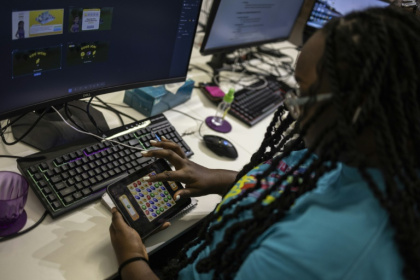 A worker plays a video game in Maliyo office in Lagos on January 20, 2025 A worker plays a video game in Maliyo office in Lagos on January 20, 2025