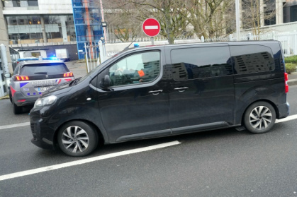 A van allegedly transporting Pelicot in for questioning A van allegedly transporting Pelicot in for questioning