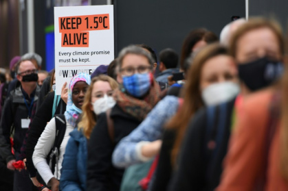 Climate activists hold a protest action during the COP26 UN Climate Change Conference in Glasgow on November 12, 2021 Climate activists hold a protest action during the COP26 UN Climate Change Conference in Glasgow on November 12, 2021
