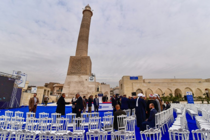 The Al-Hadba or "hunchback" minaret is part of the historic Al-Nuri Mosque The Al-Hadba or "hunchback" minaret is part of the historic Al-Nuri Mosque