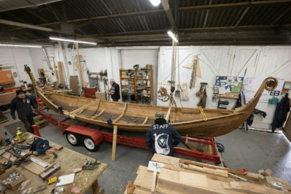 Veterans put the finishing touches to a Viking longboat built from solid oak using authentic Scandinavian plans as part of a project to help restore their mental health Veterans put the finishing touches to a Viking longboat built from solid oak using authentic Scandinavian plans as part of a project to help restore their mental health