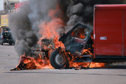 A truck burns in the Mexican cartel stronghold of Culiacan, which has been hit by gang infighting, murders and arson A truck burns in the Mexican cartel stronghold of Culiacan, which has been hit by gang infighting, murders and arson