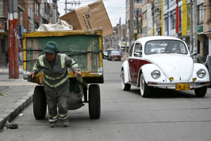 Mary Luz Torres, 50, spends two hours travelling by bus from her home in the working-class south of Bogota to the wealthier north, where she plies her trade Mary Luz Torres, 50, spends two hours travelling by bus from her home in the working-class south of Bogota to the wealthier north, where she plies her trade