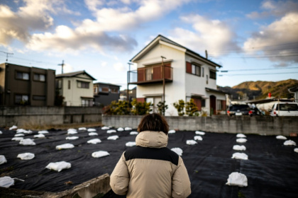 The 37-year-old son of death-row inmate Masumi Hayashi, who goes by the pseudonym of Koji Hayashi standing in front of the land of the family's previous house The 37-year-old son of death-row inmate Masumi Hayashi, who goes by the pseudonym of Koji Hayashi standing in front of the land of the family's previous house