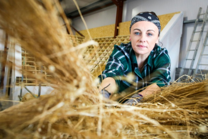 Trainee Fidelma Toland follows a course at the Donegal Thatching school in Portnoo, Donegal, north western Ireland which has opened in a bid to save the country's disappearing thatched roofs Trainee Fidelma Toland follows a course at the Donegal Thatching school in Portnoo, Donegal, north western Ireland which has opened in a bid to save the country's disappearing thatched roofs