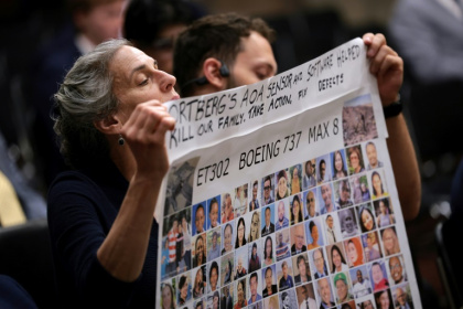 Family members of victims of the Ethiopian Airlines Boeing 737 MAX 8 crash protest on April 2, 2025 in Washington, DC Family members of victims of the Ethiopian Airlines Boeing 737 MAX 8 crash protest on April 2, 2025 in Washington, DC