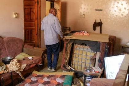AFP journalist Abdelmoneim Abu Idris Ali in his ransacked home in Khartoum AFP journalist Abdelmoneim Abu Idris Ali in his ransacked home in Khartoum