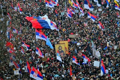 Across Serbia, there have been student-led protests almost daily over the past six months - Andrej ISAKOVIC (AFP) Across Serbia, there have been student-led protests almost daily over the past six months - Andrej ISAKOVIC (AFP)