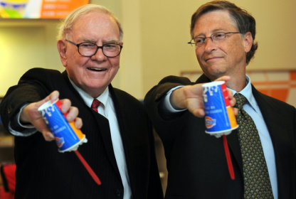 US billionaire investor Warren Buffett (L) and Microsoft founder Bill Gates (R) flip over their Dairy Queen Blizzard treats in Beijing in 2011; Dairy Queen is one of dozens of iconic brands owned by Buffett's Berkshire Hathaway - FREDERIC J. BROWN (AFP) US billionaire investor Warren Buffett (L) and Microsoft founder Bill Gates (R) flip over their Dairy Queen Blizzard treats in Beijing in 2011; Dairy Queen is one of dozens of iconic brands owned by Buffett's Berkshire Hathaway - FREDERIC J. BROWN (AFP)