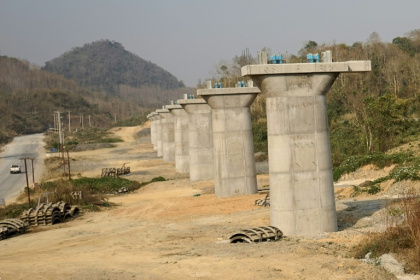 Part of the rail line linking China to Laos, a key part of Beijing's 'Belt and Road' project across the Mekong - Aidan JONES (AFP) Part of the rail line linking China to Laos, a key part of Beijing's 'Belt and Road' project across the Mekong - Aidan JONES (AFP)