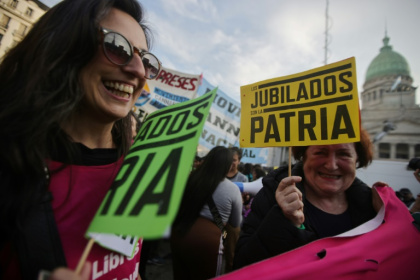 For months, retirees and supporters have mounted a weekly march on Wednesdays to demand better pensions and other benefits - Emiliano Lasalvia (AFP) For months, retirees and supporters have mounted a weekly march on Wednesdays to demand better pensions and other benefits - Emiliano Lasalvia (AFP)