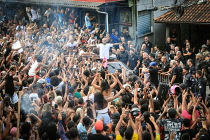 Brazilian funk star MC Poze do Rodo spent five days in custody on charges of glorifying crime in his lyrics before being released on bail - Victor CHAPETTA (AFP) Brazilian funk star MC Poze do Rodo spent five days in custody on charges of glorifying crime in his lyrics before being released on bail - Victor CHAPETTA (AFP)