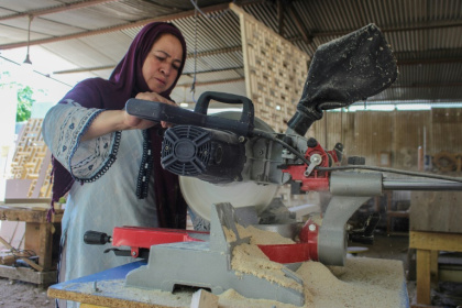 A woman works at a carpentry workshop in Karimabad, in the Hunza district of Pakistan's Gilgit-Baltistan region - Manzoor BALTI (AFP) A woman works at a carpentry workshop in Karimabad, in the Hunza district of Pakistan's Gilgit-Baltistan region - Manzoor BALTI (AFP)