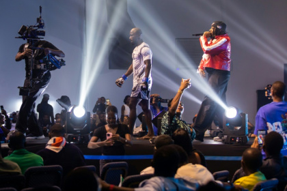 The African Knockout Championship MMA tournament in Nigeria was packed to the rafters with devotees of the sport - TOYIN ADEDOKUN (AFP) The African Knockout Championship MMA tournament in Nigeria was packed to the rafters with devotees of the sport - TOYIN ADEDOKUN (AFP)