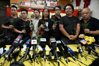 Members of the League of Social Democrats, which championed democratisation and grassroots issues in Hong Kong's legislature and on the streets - Peter PARKS (AFP) Members of the League of Social Democrats, which championed democratisation and grassroots issues in Hong Kong's legislature and on the streets - Peter PARKS (AFP)
