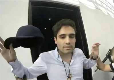 This screenshot of a handout video released by the Mexican government shows the moment Ovidio Guzman was arrested on October 17, 2019 - HO (AFP) This screenshot of a handout video released by the Mexican government shows the moment Ovidio Guzman was arrested on October 17, 2019 - HO (AFP)