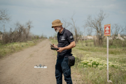 HALO Trust uses drones to detect mines in areas too dangerous for humans to walk - Ivan SAMOILOV (AFP) HALO Trust uses drones to detect mines in areas too dangerous for humans to walk - Ivan SAMOILOV (AFP)