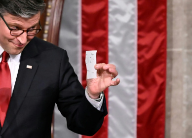 US House Speaker Mike Johnson shows the final tally of the vote on President Donald Trump's tax bill on the floor of the House of Representatives - Alex WROBLEWSKI (AFP) US House Speaker Mike Johnson shows the final tally of the vote on President Donald Trump's tax bill on the floor of the House of Representatives - Alex WROBLEWSKI (AFP)