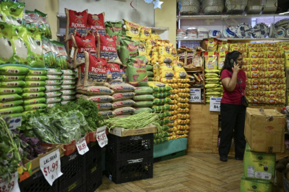 A person stands in a supermarket in the ‘Little India’ neighborhood of New York City - Janis LATVELS, John SAEKI (AFP)