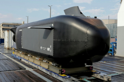The first "Ghost Shark" underwater attack drone belonging to the Royal Australian Navy will enter service in January - Rodney Braithwaite (AFP) The first "Ghost Shark" underwater attack drone belonging to the Royal Australian Navy will enter service in January - Rodney Braithwaite (AFP)