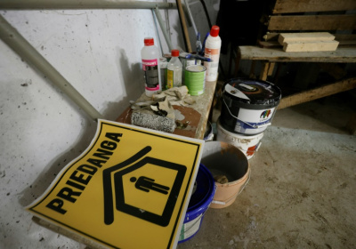 Lithuanian neighbours are banding together to convert basements under residential blocks into bomb shelters - Petras Malukas (AFP) Lithuanian neighbours are banding together to convert basements under residential blocks into bomb shelters - Petras Malukas (AFP)