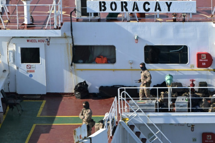 French military personnel remained on board the tanker - Damien MEYER (AFP)