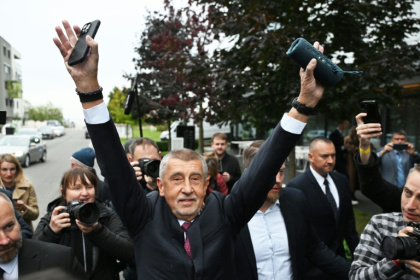 Andrej Babis, leader of the ANO movement, reacts as he arrives at party headquarters after the vote - Michal Cizek (AFP)
