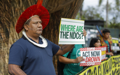 Indigenous activists protested in Brasilia on October 14 during the pre-COP30 preparatory meeting - Sergio Lima (AFP) Indigenous activists protested in Brasilia on October 14 during the pre-COP30 preparatory meeting - Sergio Lima (AFP)