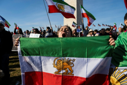 Demonstrations outside Iran against its clerical authorities swept a number of cities including in the US over the weekend - ROBERTO SCHMIDT (AFP)