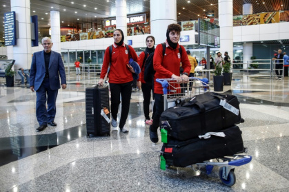 The members of Iran's women's football team who did not claim asylum in Australia arrived at the Kuala Lumpur International Airport on March 11, 2026 - ARIF KARTONO (AFP)