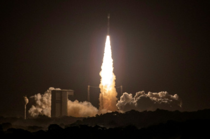 A Vega-C rocket launches with the SMILE spacecraft on a mission to study Earth's 'invisible armour' - RONAN LIETAR (AFP)