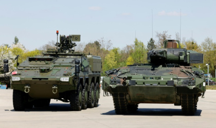 Armoured vehicles made by KNDS, whic is eyeing a blockbuster share listing - Michaela STACHE (AFP)