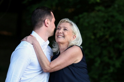 'We will never be discouraged,' French far-right chief Marine Le Pen said at the weekend at a party event with her lieutenant Jordan Bardella - SIMON WOHLFAHRT (AFP)