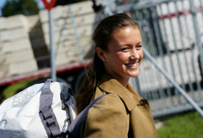 Princess Isabella of Denmark arrives for her first day at the Guard Hussar Regiment, among the first in Denmark to undertake 11 months of conscription - Mads Claus Rasmussen (AFP)