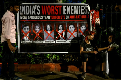 Journalists and TV channels have been targeted by India's youth protesters, who say new outlets are aligned with Prime Minister Narendra Modi's administration - Arun SANKAR (AFP)