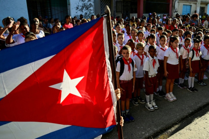 Students in Cuba assemble as they start the new school year amid an acute economic crisis - YAMIL LAGE (AFP)