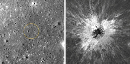 Before the impact (L) and after the creation of a new crater on the Moon's surface, taken by the Lunar Reconnaissance Orbiter Camera - Handout (AFP)