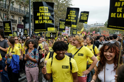 Scores of other marches to protest the bill were organised in cities around France this weekend - GEOFFROY VAN DER HASSELT (AFP)