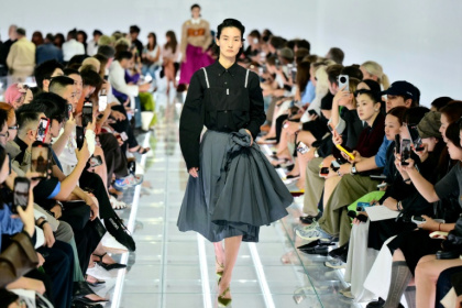Miuccia Prada and Raf Simons reconstructed the skirt for their Spring-Summer 2027 runway show - Stefano RELLANDINI (AFP)