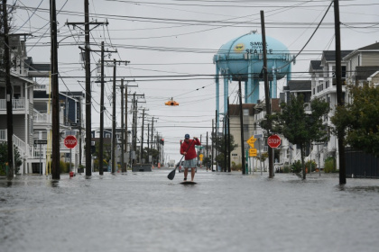 Sea Isle City, New Jersey, was battered by a powerful autumnal storm at the weekend - Matthew Hatcher (AFP)