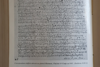 A reproduction of a wartime letter addressed to one of Napoleon's generals written in secret code in 1809, detailing the positions of French troops - Anne-Christine POUJOULAT (AFP)